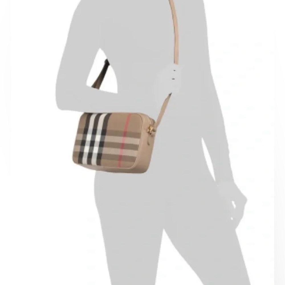 Burberry Chestnut Beige Plaid Crossbody Camera Bag NEW - Picture 3 of 16